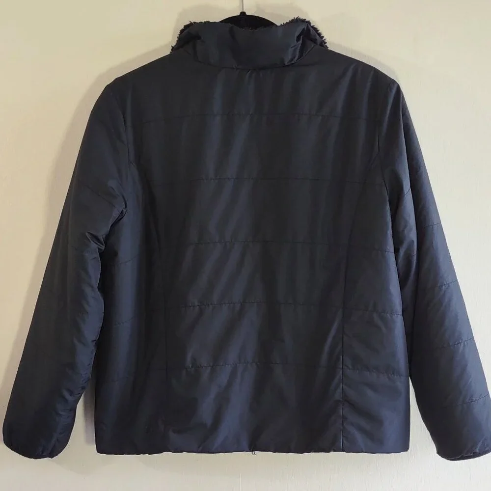 Athleta Girl Reversible Warm+Fuzzy Black Puffer Jacket Full Zip  Size 12 (Large)